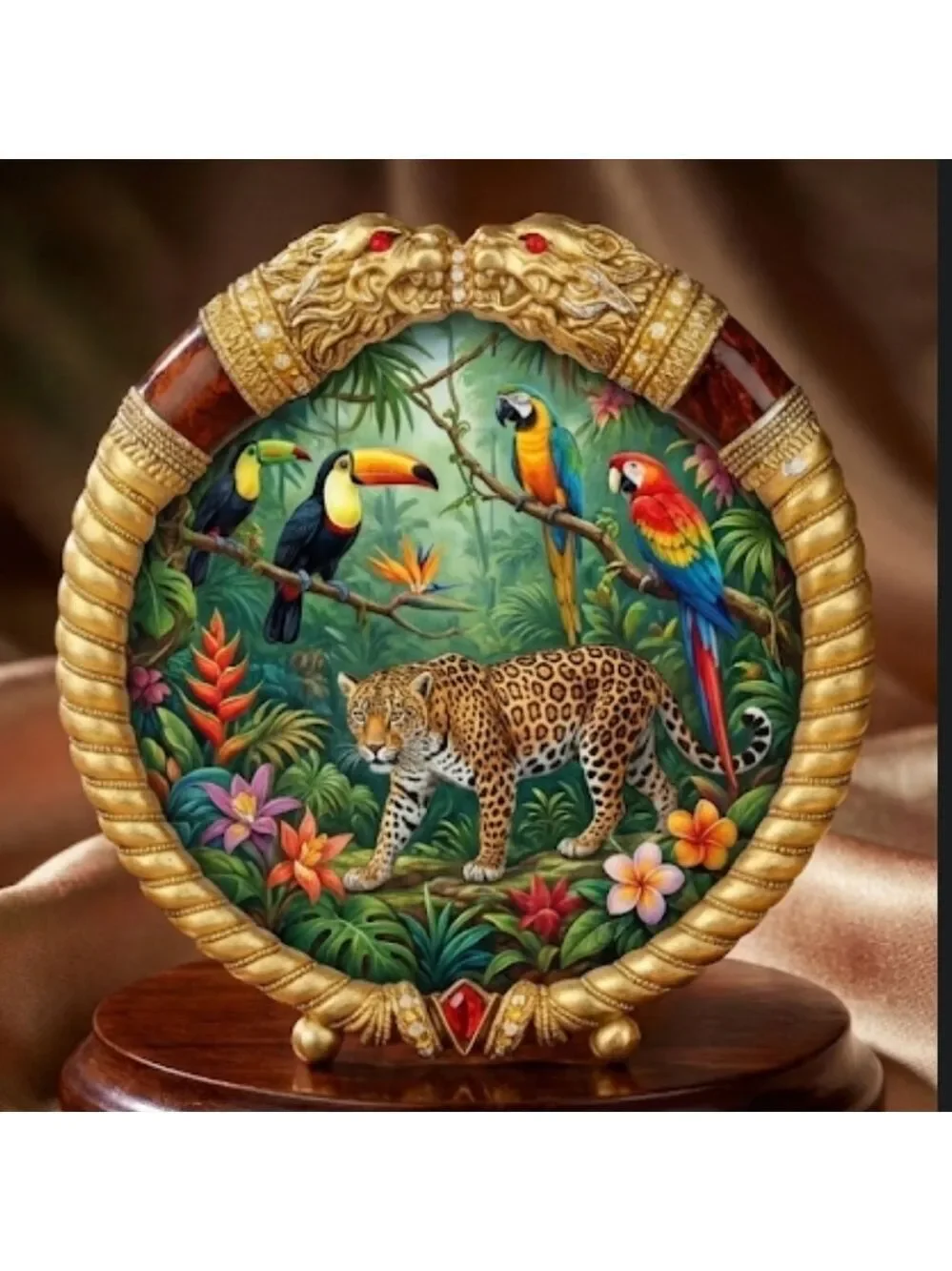 Regal Gold and Brown Lion Head Picture Frame